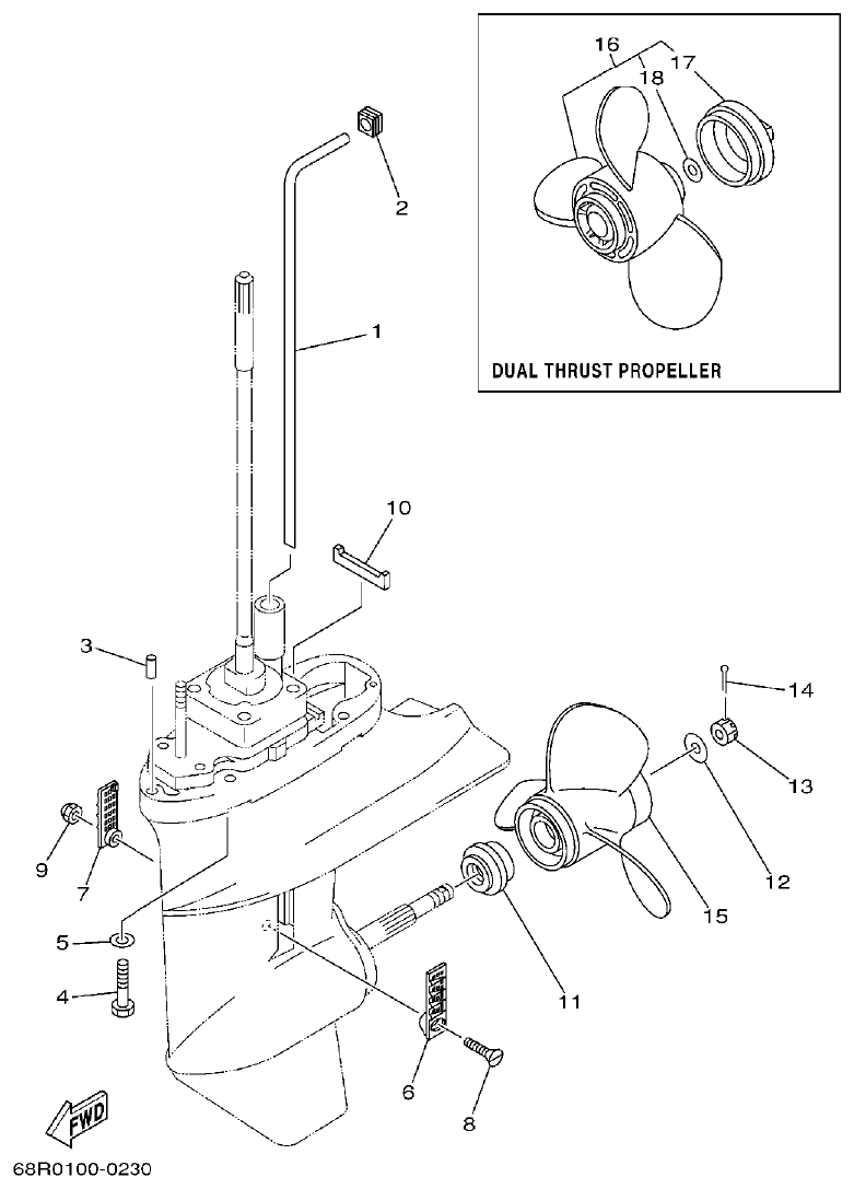 Yamaha F6A, F6B, F8C LOWER CASING. DRIVE 2 parts diagram